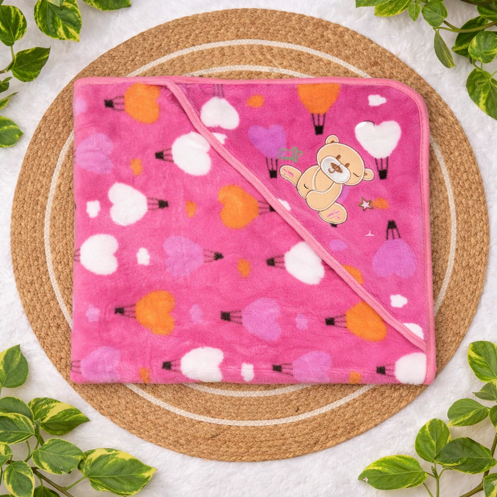 Soft Terry Hooded Baby Towel | Newborn Bath Wrap (pink heart panda)code:NBE-Knitted Cotton
